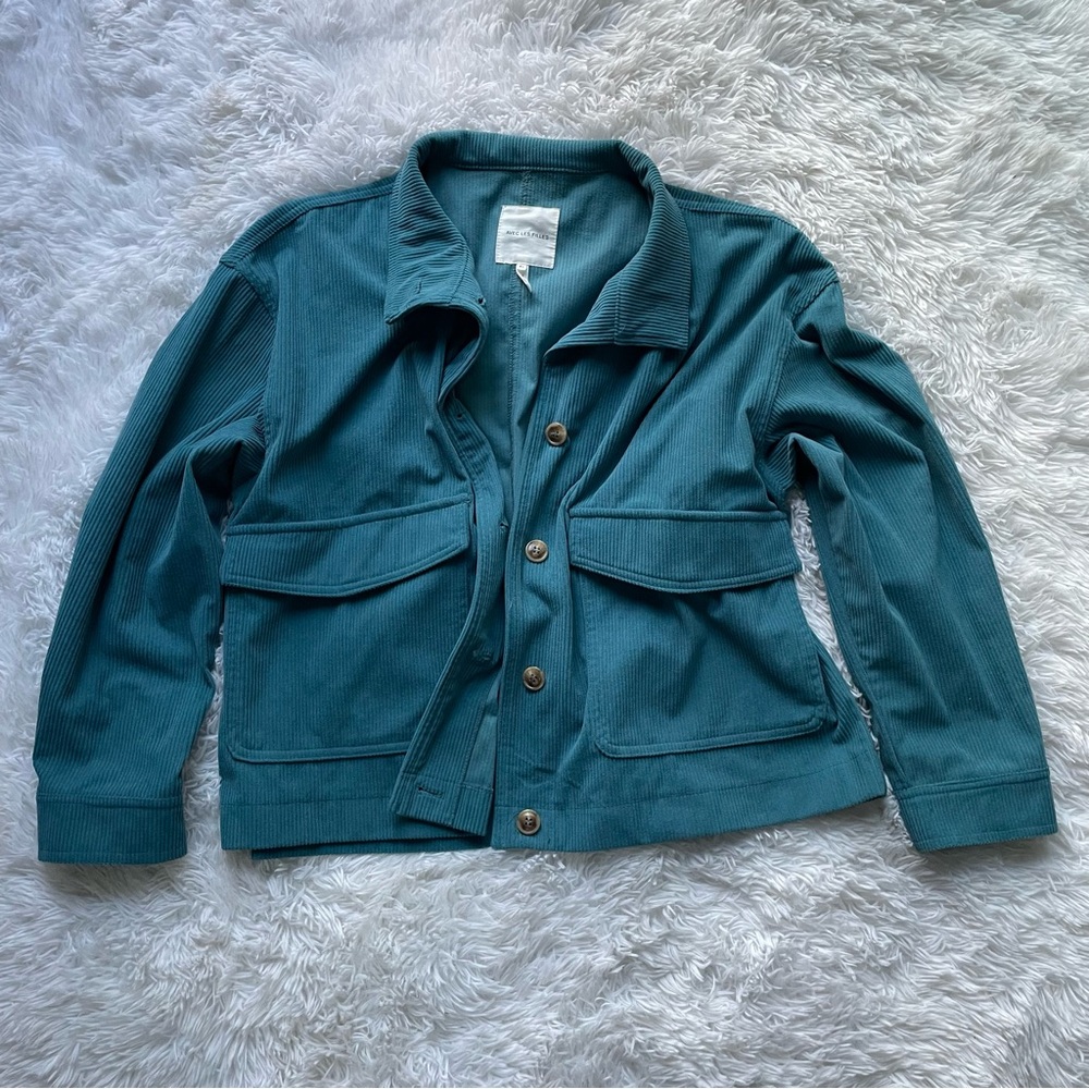 Avec‎ Les Filles Cropped Corduroy Button Down Top